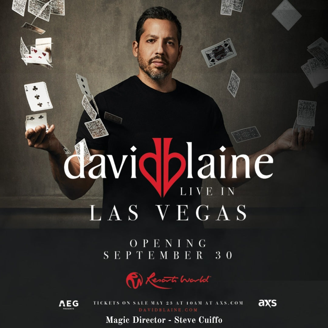 Promotional poster for David Blaine Live at Resorts World, Las Vegas, featuring magic direction by Steve Cuiffo.